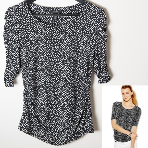 alfani black and white top